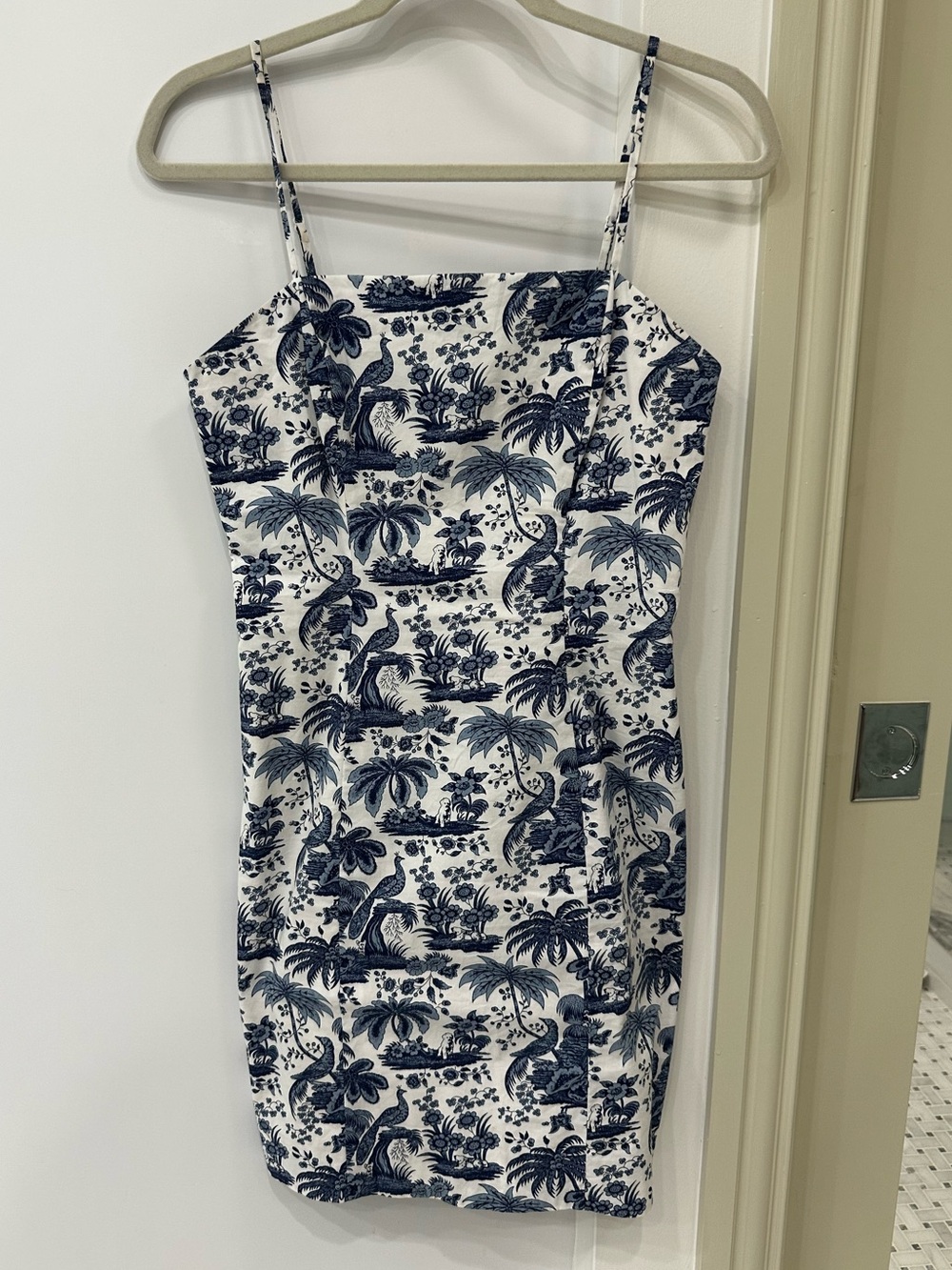 STAUD Basset Blue & White Toile Mini Dress, Size 6 - Picture 3 of 7